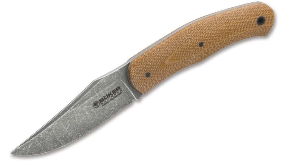Boker Solingen Boxer Fixed Blade Knife, 3.31in, N690, Micarta Brown Handle, 120503