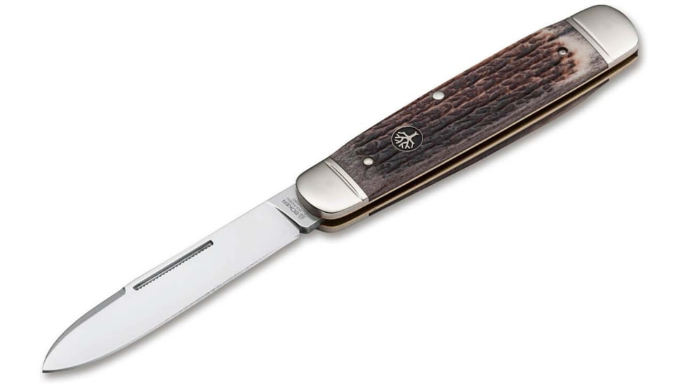 Boker Solingen Cattle Bone Folding Knife, 3.23in, N690, Bone, Nickel Silver Brown Handle, 112910