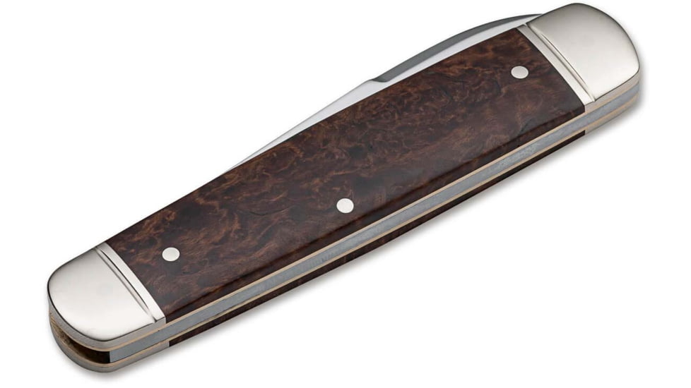 Boker Solingen Cattle Folding Knife, 3.23in, N690, Curly Birch Wood, Nickel Silver Brown Handle, 110910