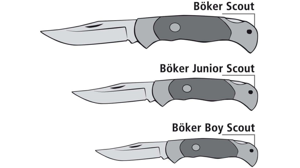 Boker Solingen Scout Solingen Folding Knife, 2.83in, C75, Brass, Chestnut Wood Blue Handle, 112099