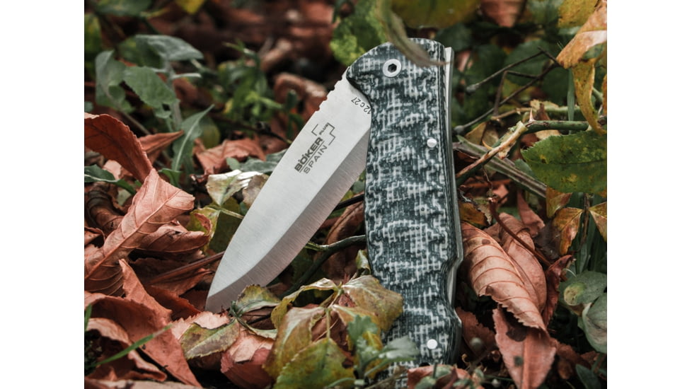 Boker Spain Bushcraft Folder Granito Folding Knife, 3.7in, 12C27, Micarta, Uncoated, Grey, 01BO380