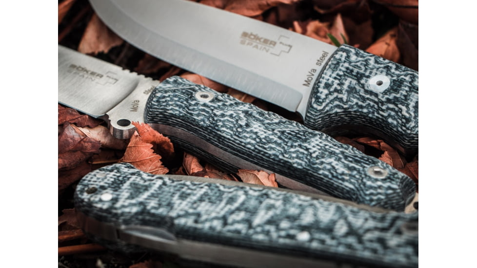 Boker Spain Bushcraft Folder Granito Folding Knife, 3.7in, 12C27, Micarta, Uncoated, Grey, 01BO380