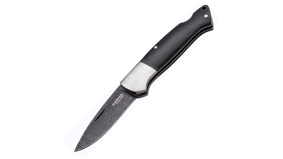 Boker Special Run Davis Lockback Folding Knife, 3.5in Damascus Steel Drop Point, Grenadill Wood Handle, SS Bolster, Limited To 199 Units World Wide, Designed By Chad Nichols, Gift, 110625DAM