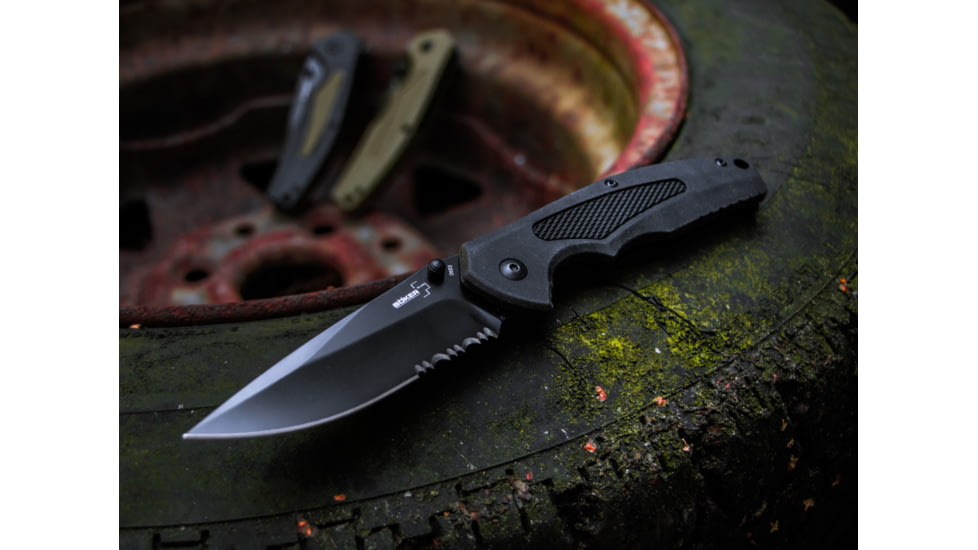 Boker Spring Assisted I Vg10 Folding Knife, 3.5in, VG-10, FRN, Synthetic, Black, 01BO500