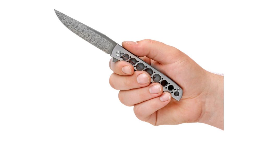 Boker Urban Trapper Damascus Folding Knife, 3.4in, Damascus, Titanium, Uncoated, Grey, 01BO739DAM