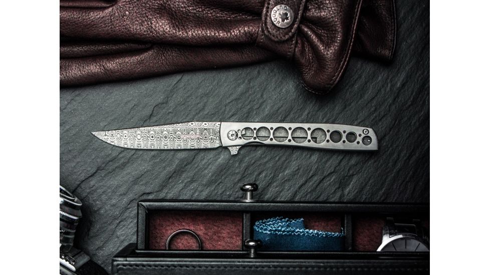 Boker Urban Trapper Damascus Folding Knife, 3.4in, Damascus, Titanium, Uncoated, Grey, 01BO739DAM