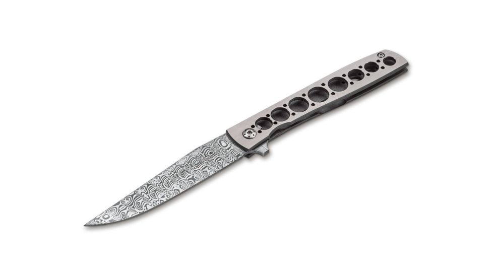 Boker Urban Trapper Damascus Folding Knife, 3.4in, Damascus, Titanium, Uncoated, Grey, 01BO739DAM