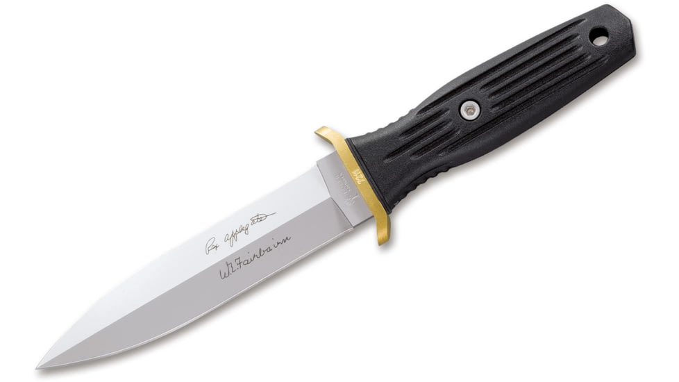 Boker Applegate Boot Fixed Blade Knife, Small, Kydex Sheath, 6 in, 440C, Double Edge, Black FRN (Fiberglass-Reinforced Nylon), 120546