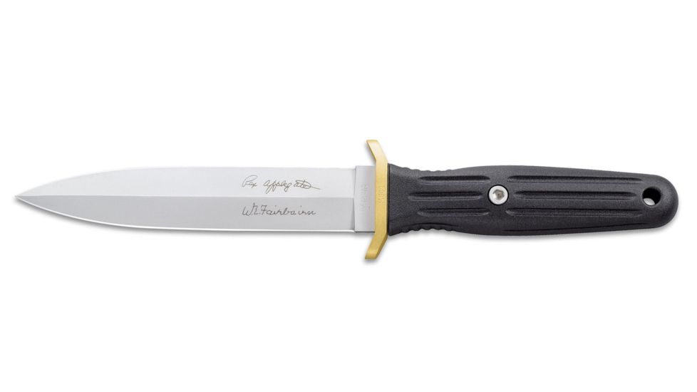 Boker Applegate Fairbairn Fixed Blade Knife w/ Sheath, 5.9 in, 440C Stainless Steel, Synthetic, Black, 120543AF