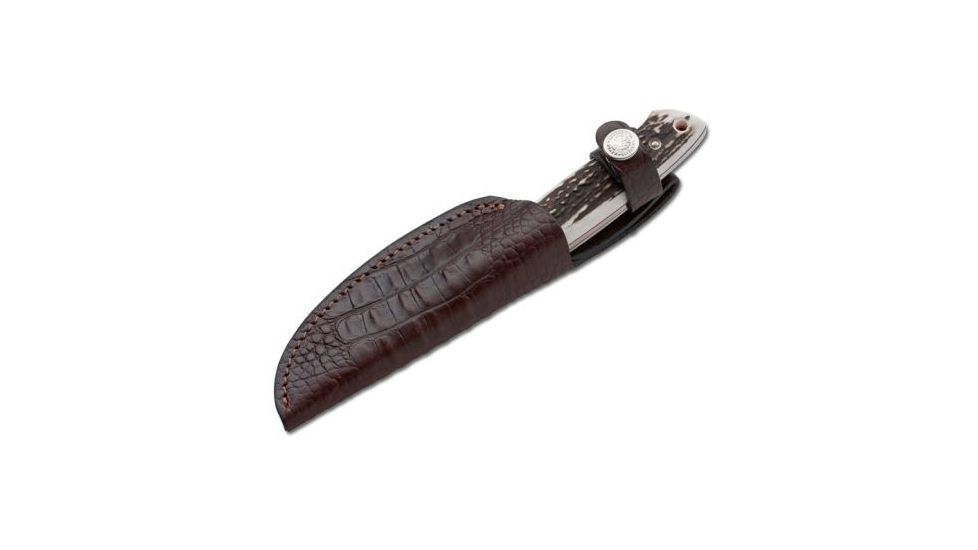 Boker USA Arbolito El Trampero Ciervo Fixed Blade Knife, Stag Handle w/ Leather Sheath 02BA575H