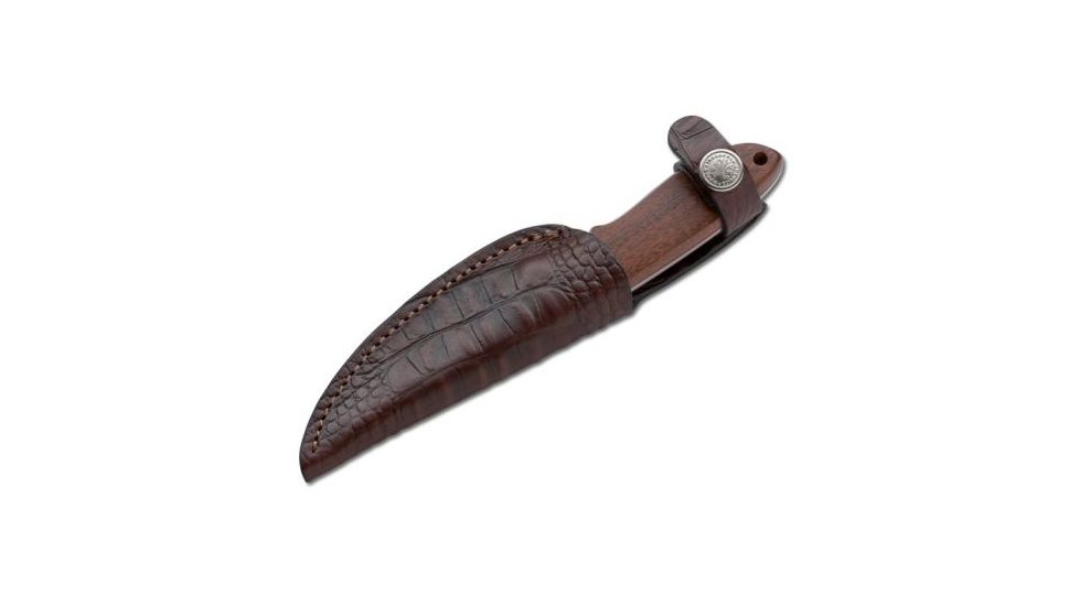 Boker Arbolito Pine Creek Fixed Blade Knife, 3.63 in, T6MoV, Guayacan Ebony Wood, Brown, w/ Sheath 02BA701G