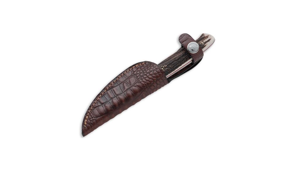 Boker USA Arbolito Skinner Stag Fixed Blade Hunting and Outdoor Knife, 3 1/4in  w/ Leather Sheath 02BA338H