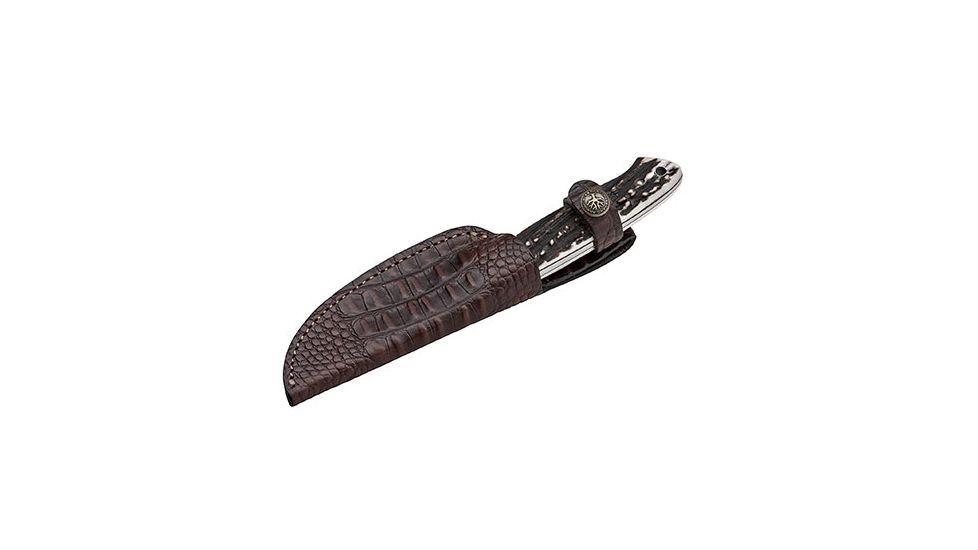 Arbolito Dano 4In Fixed Blade Knife,Stag w/Argentinean Leather Sheath