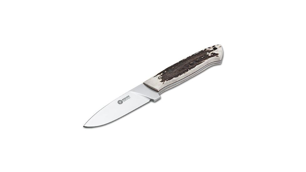 Arbolito Dano 4In Fixed Blade Knife,Stag w/Argentinean Leather Sheath