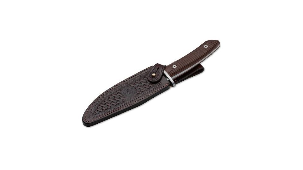 Boker USA Arbolito Esculta Ebony Fixed Blade Knife,5.75in N695 Steel,Grooved Guayacan Ebony Scales 02BA593W