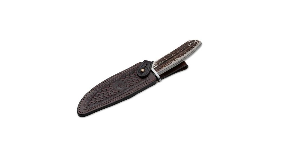 Boker USA Arbolito Esculta Hirschhorn Fixed Blade Knife,5.70in N695 Steel,Hirschhorn Handle 02BA593H