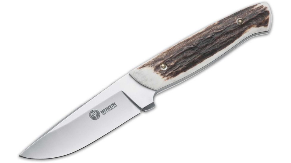 Boker USA Arbolito Stag Fixed Blade Knife, 3 1/2in w/ Sheath 02BA319H