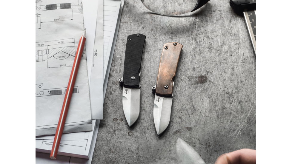 Boker USA Boker Plus Shamsher Copper Pocket Knife by Darriel Caston &amp; Stan Mojzis, 1.97 in, D2, Folding Blade, Copper Handle, 01BO362