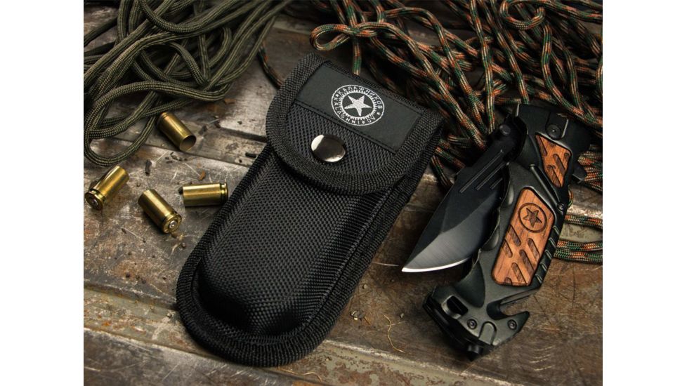 Boker USA KAL 14 Folding Knife,3.625in 440C,Wooden Inlay Handle B-01KAL14