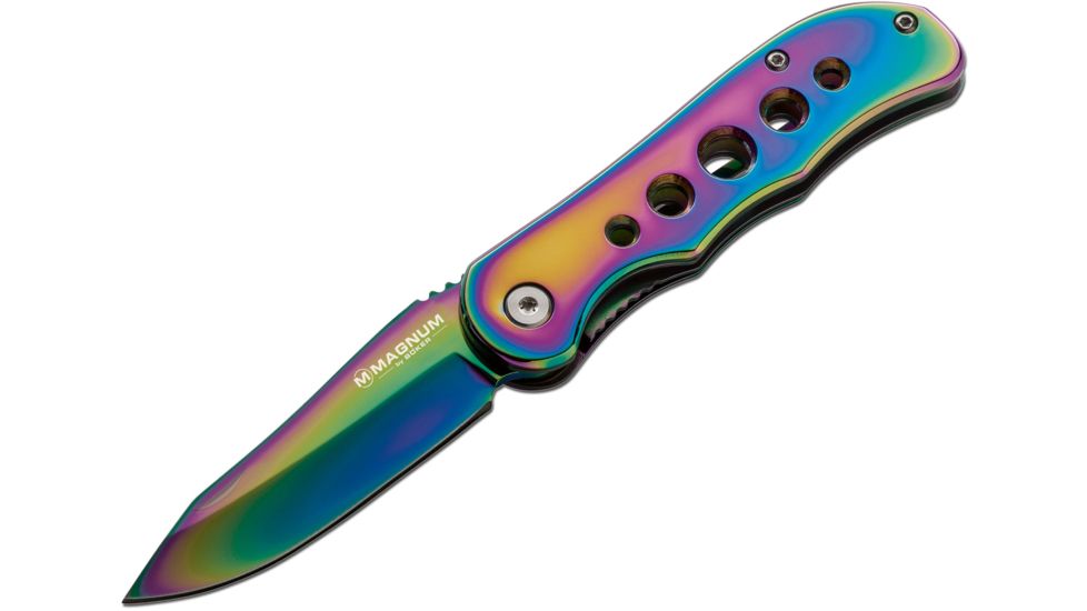 Boker USA Magnum Heavy Rainbow Folding Knife,3.5in 440 Stainless Steel Blade,Aluminum Handle 01SC908