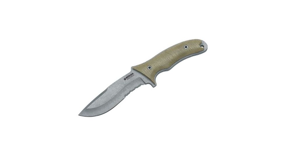 Boker USA Orca Gen 2 Outdoor Fixed Blade Tactical Knife, Serrated Blade, Micarta Handle w/ Sheath 120595