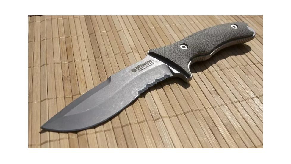 Boker USA Orca Gen 2 Tactical Knife, Serrated Blade, Micarta Handle w/ Sheath 120595
