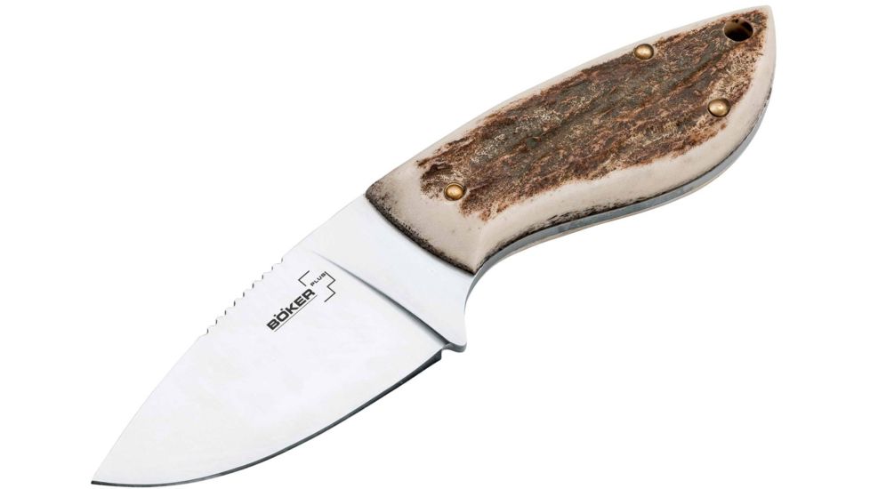 Boker USA Plus Stag Companion Fixed Blade Knife,3in 440C Stainless Steel Blade,Stag Handle 02BO529