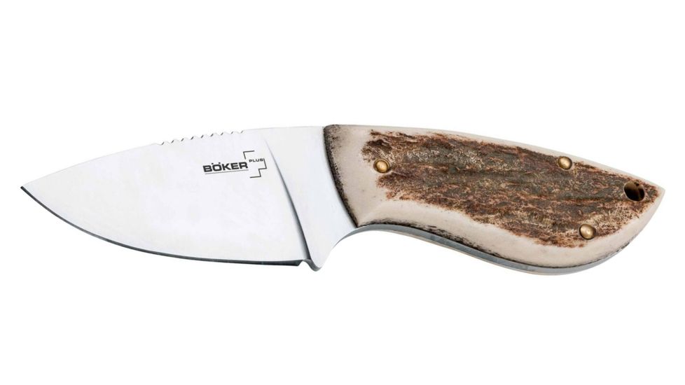 Boker USA Plus Stag Companion Fixed Blade Knife,3in 440C Stainless Steel Blade,Stag Handle 02BO529