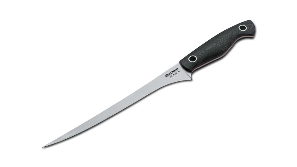 Boker USA Saga Fillet Knife,7.75in Satin 440C Steel Blade,Black G10 Handle 131482