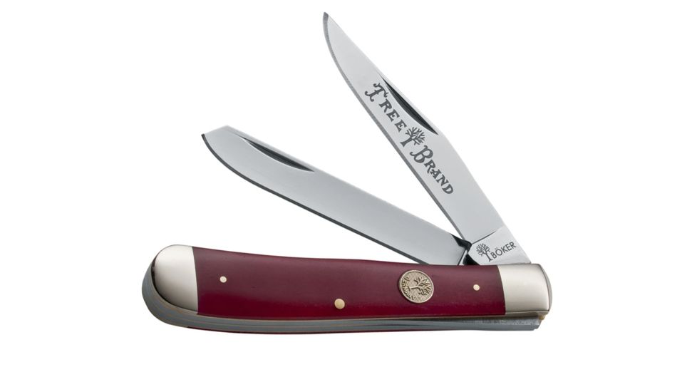 Boker USA Smooth Red Bone Trapperliner Folding Knife 114711