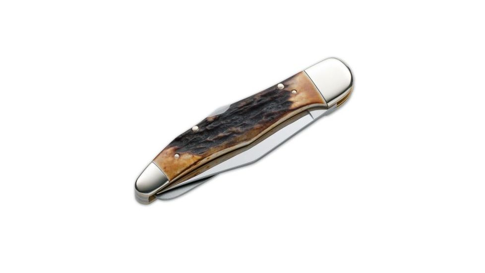 Boker USA Stag Double Lock  Folding Knife w/ Sheath 114021S
