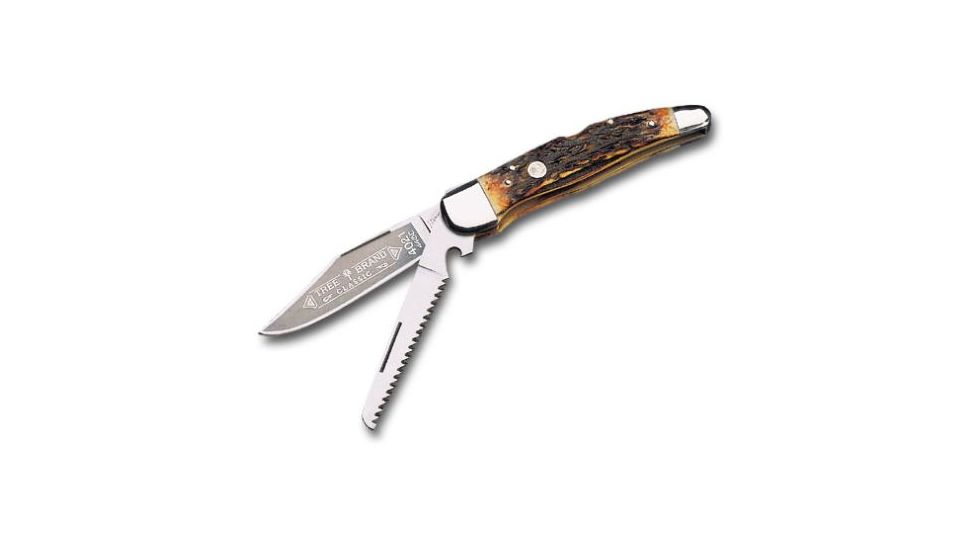 Boker USA Stag Double Lock  Folding Knife w/ Sheath 114021S