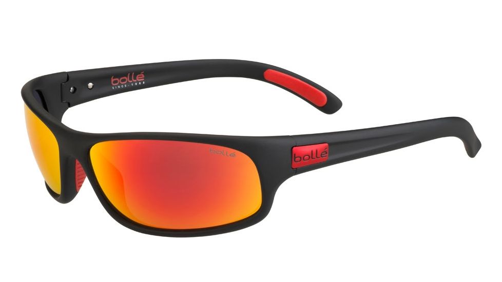 Bolle Anaconda Progressive Prescription Sunglasses, Matte Black / Metal Red Frame, Polarized, 12447PR