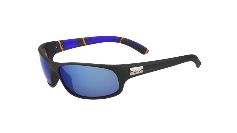 Bolle Anaconda Sunglasses, Matte Black/Stripes Frame, Offshore Blue Oleo AR Lens, Polarized, 11917