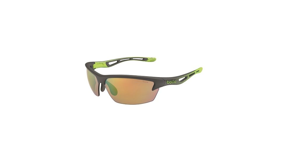 Bolle Bolt Small Sunglasses, Smoke/Lime Frame, Photochromic, Modulator Brown Emerald Oleo AF Lens, 12092