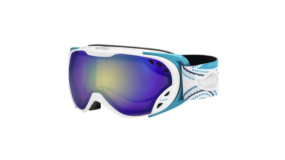 Bolle Duchess Ski/Snowboard Goggles,White and Blue Frame,Aurora Lens 21133
