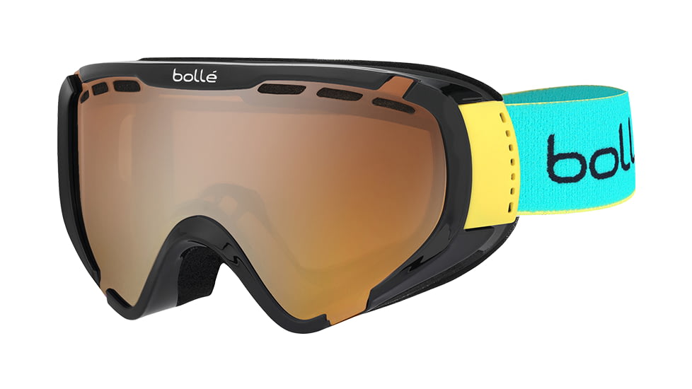 Bolle Explorer Goggles, Shiny Black and Green Brush Frame, Vermillon Gun Lens, 21505