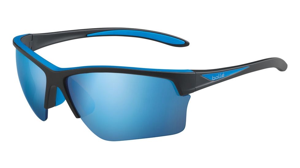 Bolle Flash Progressive Prescription Sunglasses, Matte Black / Blue Frame, Polarized, 12211PR