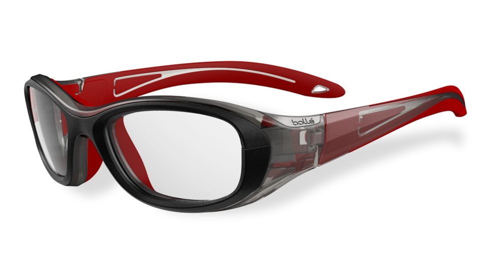Bolle Coverage Sport Protective Single Vision Prescription Safety Glasses,Oval,Black and Red Frame 11882SV