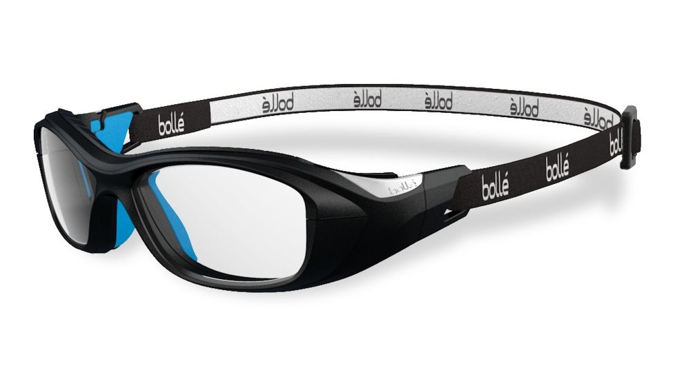 Bolle Swag Sport Protective Single Vision Prescription Safety Glasses,Rectangular,Black and Blue Frame 11886SV