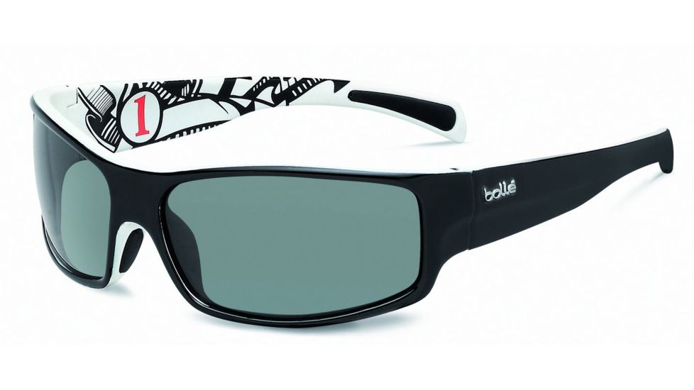 Bolle Piranha Jr. Single Vision Prescription Sunglasses - Shiny Black/White Frame 11713RX
