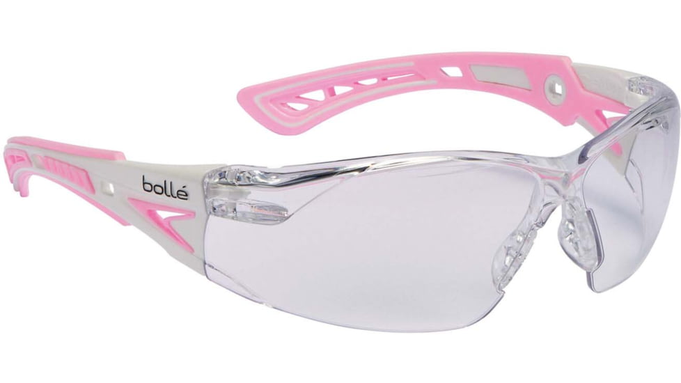 Bolle Rush+ Small Safety Glasses, Pink White Frame, Clear Lens, 40254