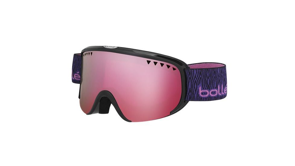 Bolle Scarlett Ski/Snowboard Goggles,Shiny Black Purple Wood Frame,Vermillon Gun Lens 21330