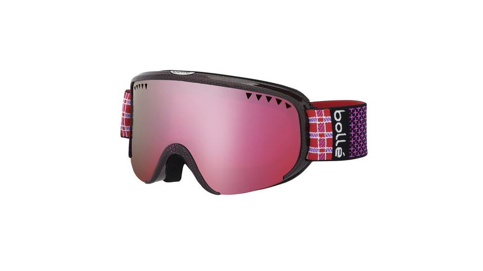 Bolle Scarlett Ski/Snowboard Goggles,Shiny Pink Plaid Frame,Vermillon Gun Lens 21329