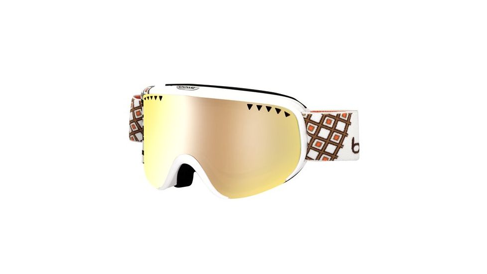 Bolle Scarlett Ski/Snowboard Goggles,Shiny White and Gold Frame,Amber Gun Lens 21326