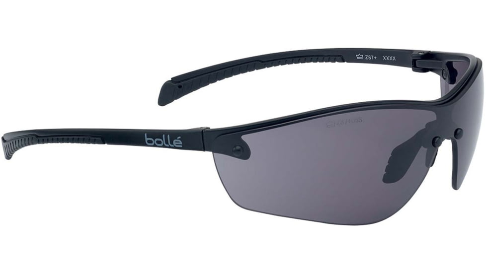 Bolle Silium+ Safety Glasses, Matte Black Frame, Smoke BSSI Lens, PSSSILI443B
