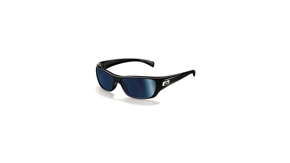 Bolle Crown Sunglasses 11325, Shiny Black Frame, Polar Off Shore Blue Lens