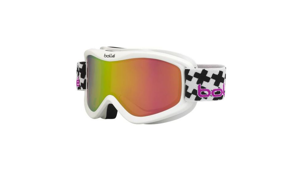 Bolle Volt Plus Ski/Snowboard Goggles,Matte White Cross Frame,Rose Gold Lens 21361