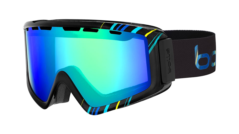 Bolle Z5 OTG Goggles, Shiny Black and Blue Frame, Green Emerald Lens, 21498