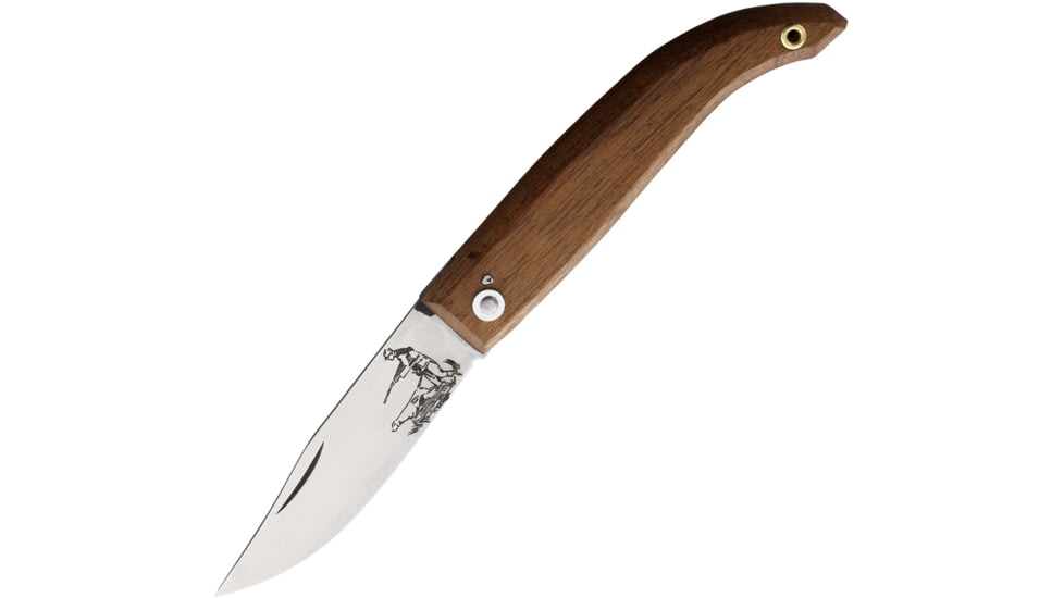 BORDO Folding Hunter Knife, 5.25in Closed, 3.75in, Stainless Steel, Satin Clip Point Blade, Brown Wood Handle, HUNTER